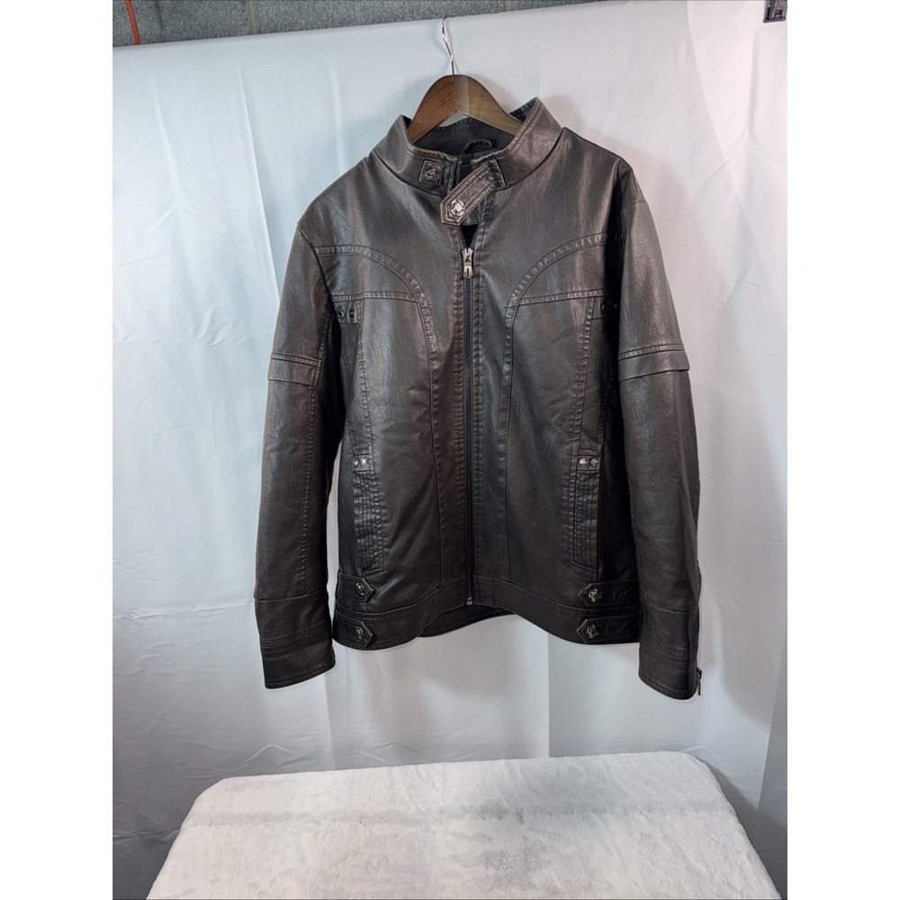 Wulfil Faux Leather Brown Jacket Size Large